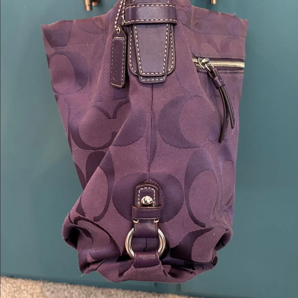 Coach purple Signature Duffle Shoulder Bag with matching wristlet F15067 - Picture 5 of 16